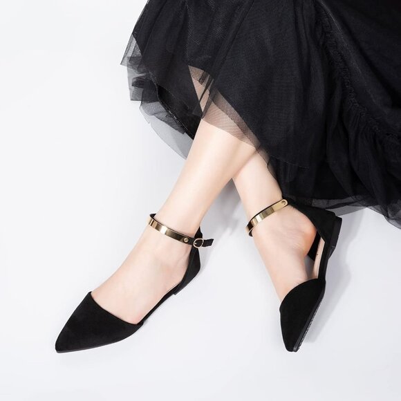 🆕Women's Black Flats Shoes Comfort Ballet Outsole Ankle Strap Shoes - Picture 7 of 7